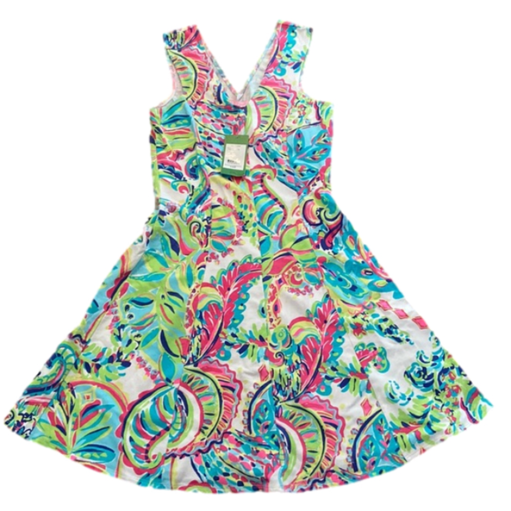 NWT Lily Pulitzer Sleeveless Dahlia Dress Pink Blue White XS